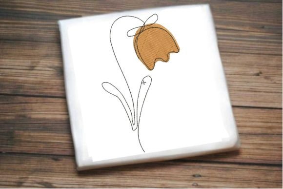 Elegant Orange Tulip Line Art